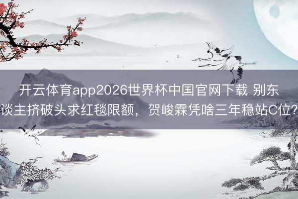 开云体育app2026世界杯中国官网下载 别东谈主挤破头求红毯限额，贺峻霖凭啥三年稳站C位？