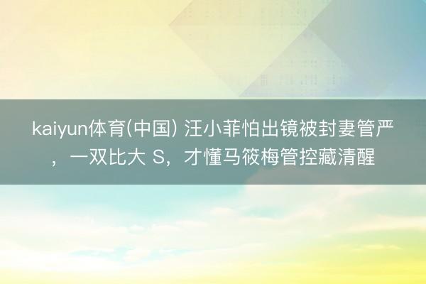 kaiyun体育(中国) 汪小菲怕出镜被封妻管严,一双比大 S,才懂马筱梅管控藏清醒