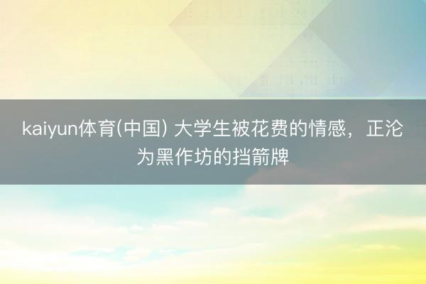 kaiyun体育(中国) 大学生被花费的情感,正沦为黑作坊的挡箭牌