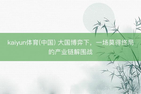 kaiyun体育(中国) 大国博弈下，一场莫得终局的产业链解围战